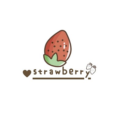 红色可爱风格草莓头像logo