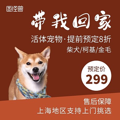 宠物促销褐色创意简约促销淘宝电商主图