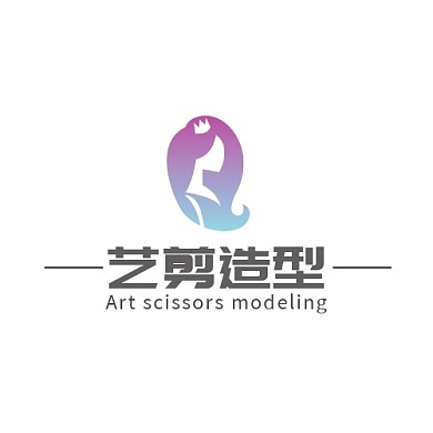 艺剪造型LOGO理发店标志美发