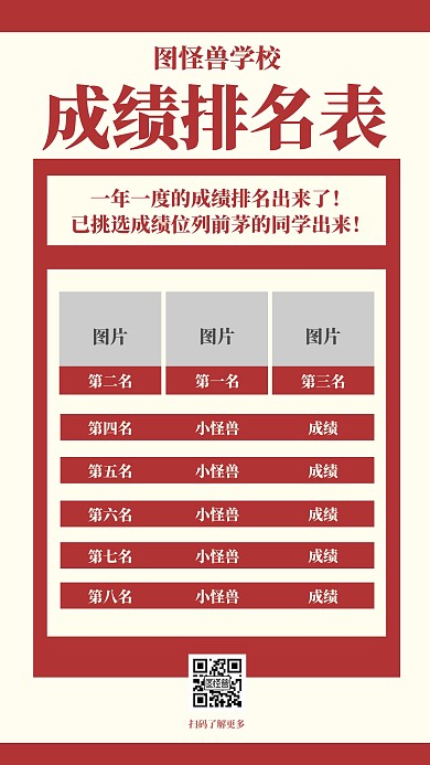 简约大气成绩排名表