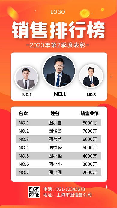 渐变风销售排行榜手机海报