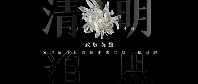 清明追思致敬英雄黑色简约公众号首图