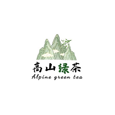 绿茶山绿色黑色简约电商LOGO
