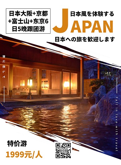 欧美风日本特色旅游海报	