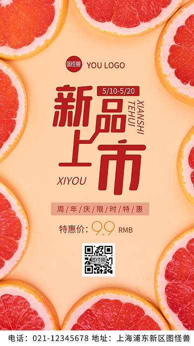 摄影图周年庆红色简约风手机海报