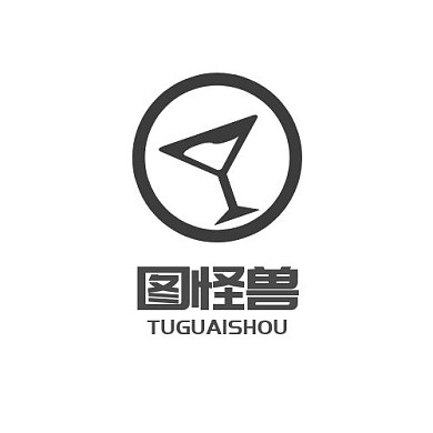 酒吧灰色简约几何酒杯圆形logo设计