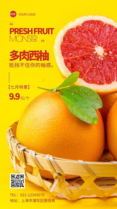 多肉西柚简约摄影图手机营销海报