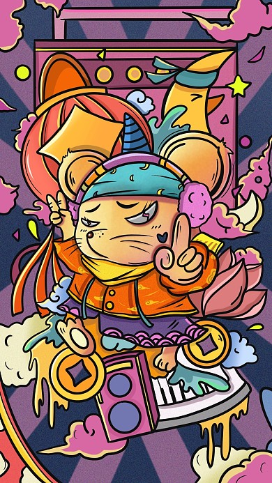 图怪兽原创元素嘻哈风鼠年