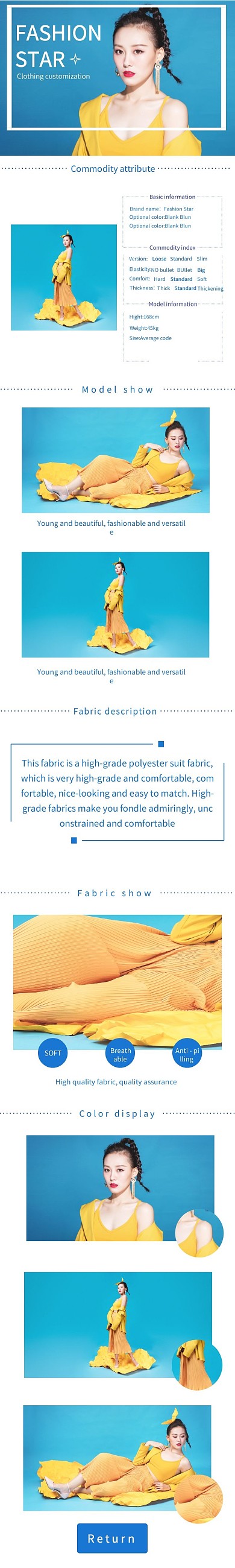 女装大气蓝色详情页英文版