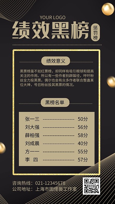 绩效黑榜手机海报
