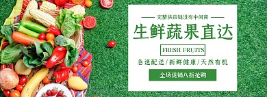 供应链生鲜蔬果促销简约绿色banner