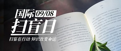 小节日摄影简约国际扫盲日封面首图