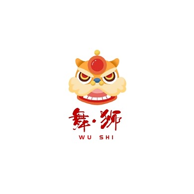 LOGO舞狮红色调简约风