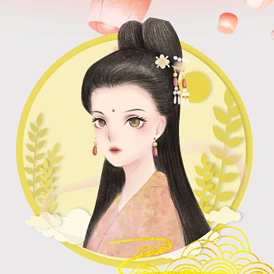 暖色卡通手绘古风红包头像