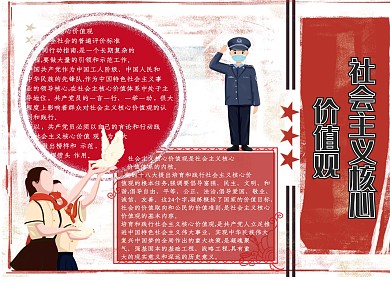 社会主义核心价值观红色简约手抄报