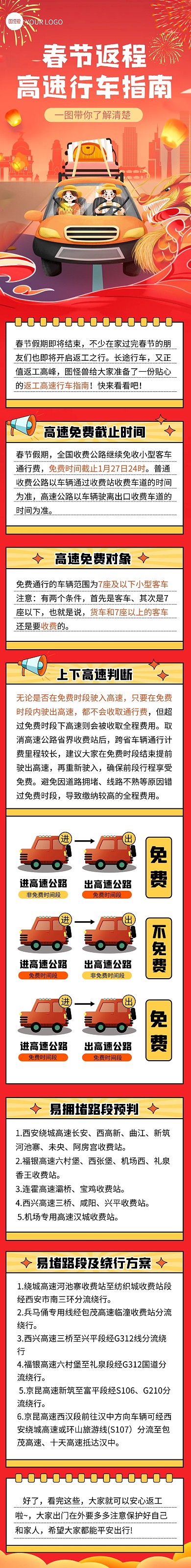 春节返程高速行车指南攻略安全提示文章长图