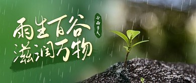谷雨节气祝福绿色简约公众号首图