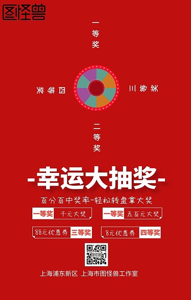 抽奖大圆环幸运抽奖手机海报