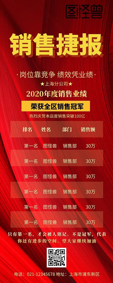 企业公司业绩排行榜营销长图