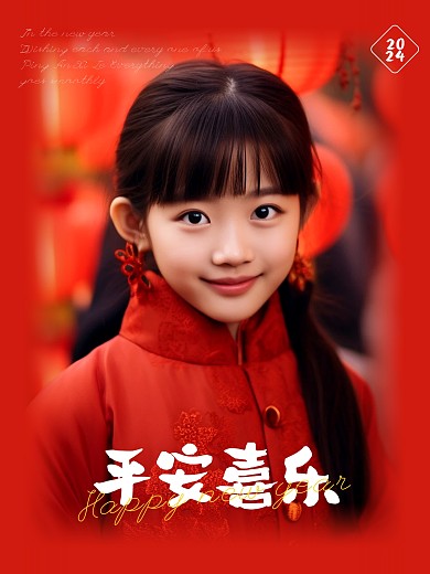 新年快乐人物照片效果模板
