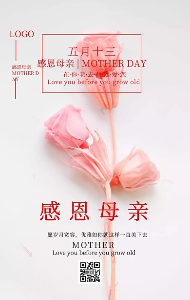 清新感恩母亲节促销海报