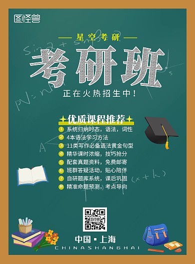 星空考研招生粉笔黑白卡通考研班招生海报