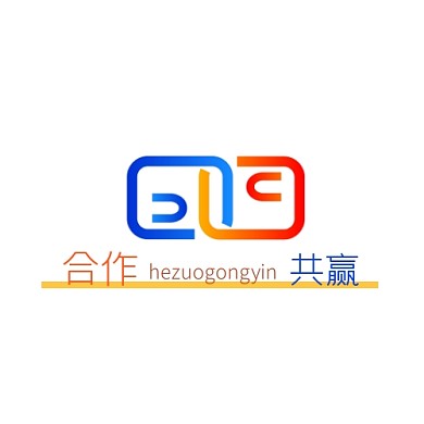 企业线条红蓝简约合作共赢平面LOGO 