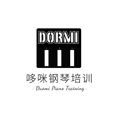 黑白琴键简约方形钢琴乐器培训logo