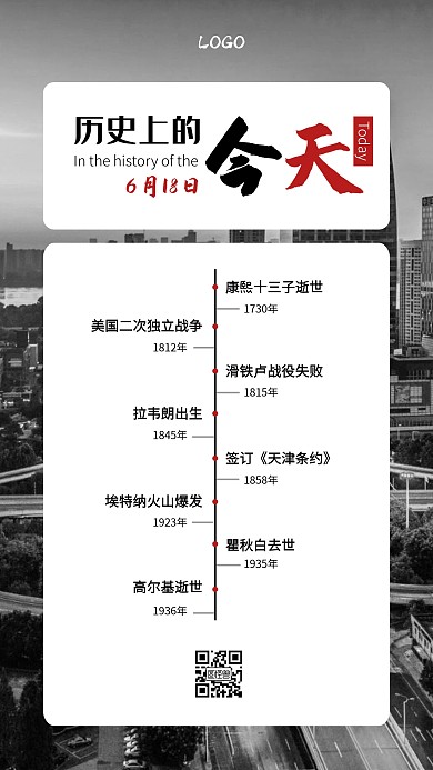 简约风历史上的今天科普海报