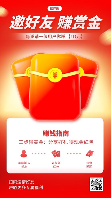 邀请好友活动邀请有礼推广宣传3D海报