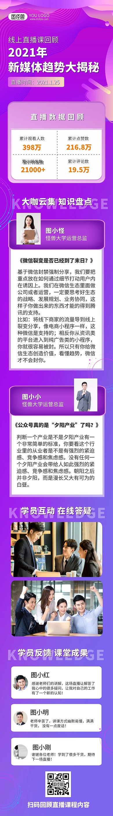 新媒体知识课程直播回顾文章长图