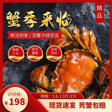  精品大闸蟹生鲜红色主图直通车