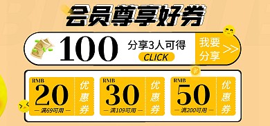 会员优惠券促销活动全屏海报banner