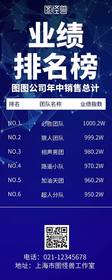 创意简约大气几何公司排名易拉宝