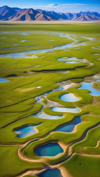 自然风景山脉湿地创意AI数字作品