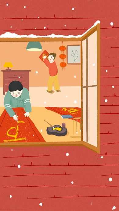 图怪兽原创素材过年 写春联