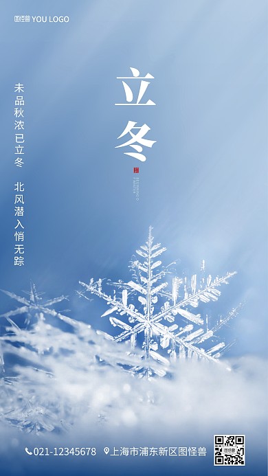 立冬简约雪花24节气海报摄影图海报