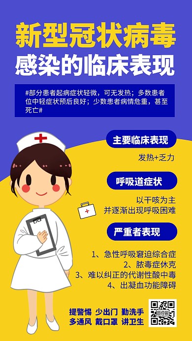 肺炎新型冠状临床表现科普手机海报