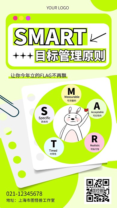 科普用图SMART原则绿色创意手机海报