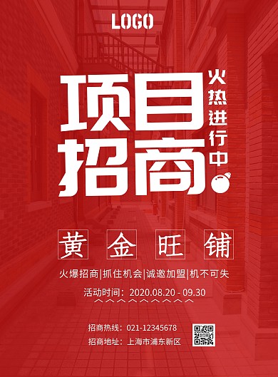 项目招商红色大气宣传海报