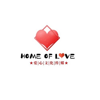 英文带爱心logo简约大气红色系文化