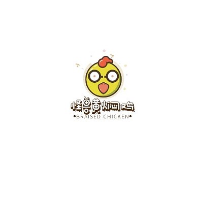 黄色现代风格鸡形标志黄焖鸡logo设计