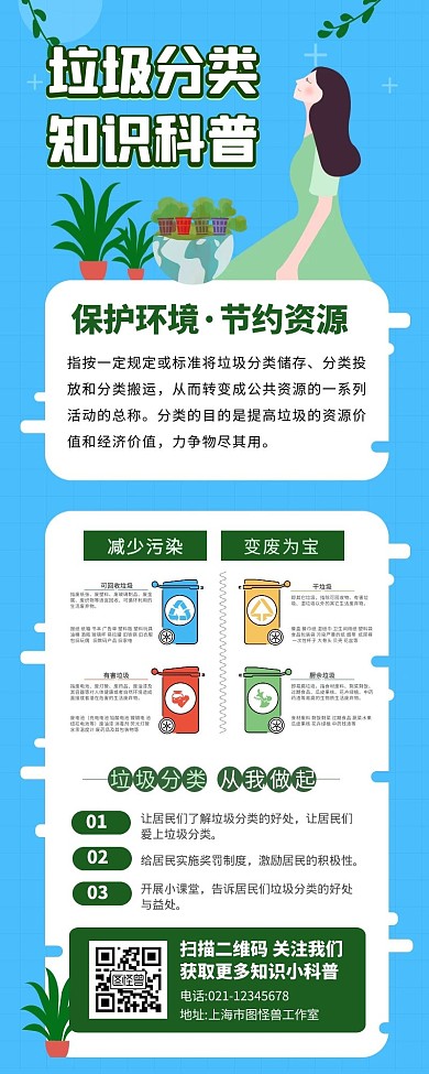 垃圾分类知识宣传海报长图