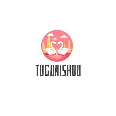 天鹅鸭子卡通粉色爱情logo设计