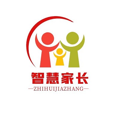 智慧家长三人行红绿简约LOGO