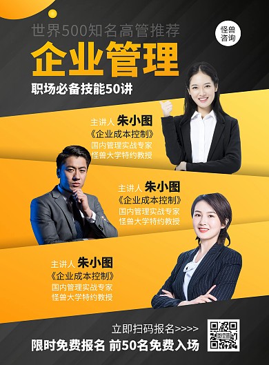 企业咨询培训讲师介绍竖版海报