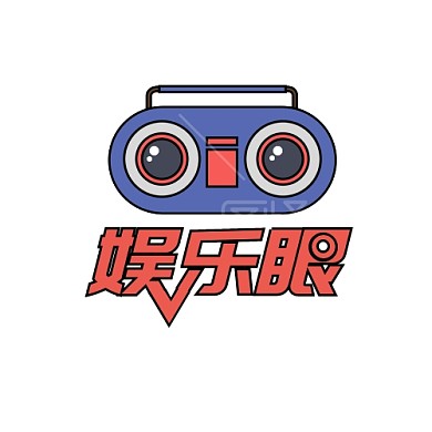 娱乐眼logo设计简约蓝色粉色收音机眼睛