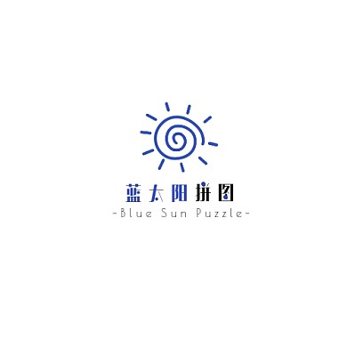 蓝色涂鸦风格创意拼图logo