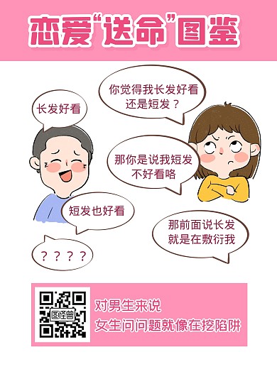 趣味恋爱图鉴问答情人节漫画海报