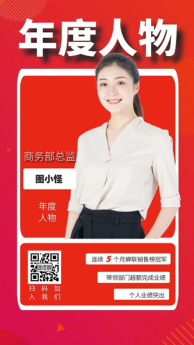 创意红色炫彩年度人物表彰海报